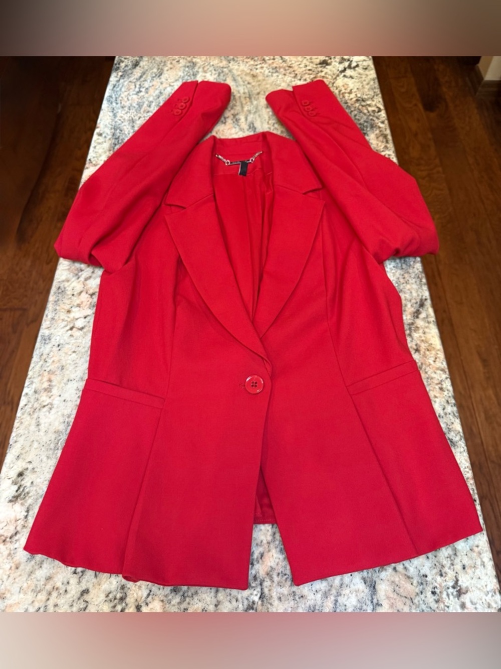 White House Black Market Red Peplum Blazer Size 8 Tailored Stretch Jacket - Picture 9 of 12